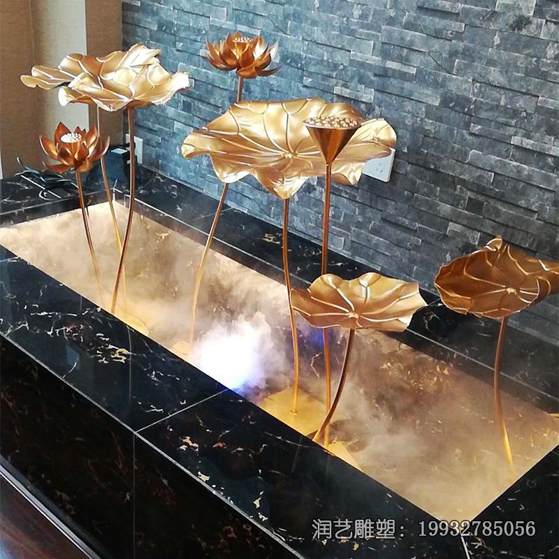 酒店不锈钢景观荷叶雕塑 酒店不锈钢景观荷叶雕塑
