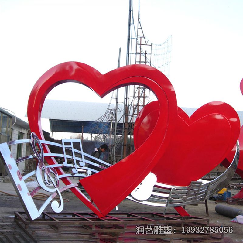 广场不锈钢景观心形雕塑 广场不锈钢景观心形雕塑