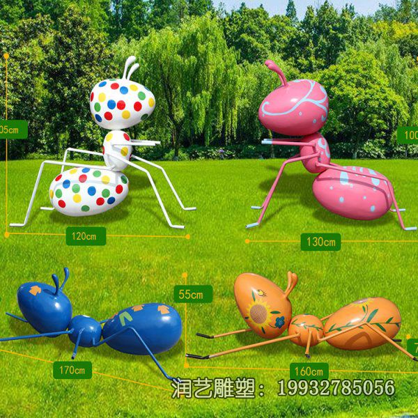 草坪玻璃钢彩绘蚂蚁雕塑 草坪玻璃钢彩绘蚂蚁雕塑