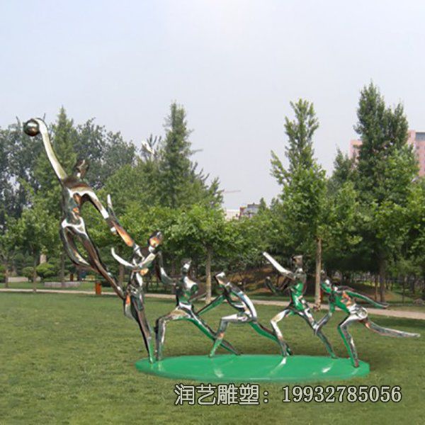 抽象不锈钢打篮球雕塑 抽象不锈钢打篮球雕塑