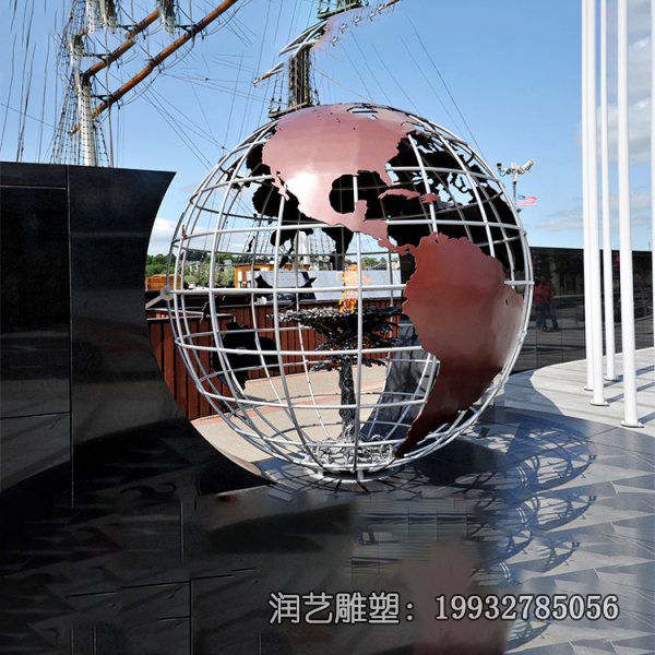 不锈钢街道地球仪雕塑 不锈钢街道地球仪雕塑