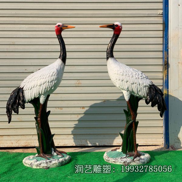 广场玻璃钢仙鹤动物雕塑 广场玻璃钢仙鹤动物雕塑