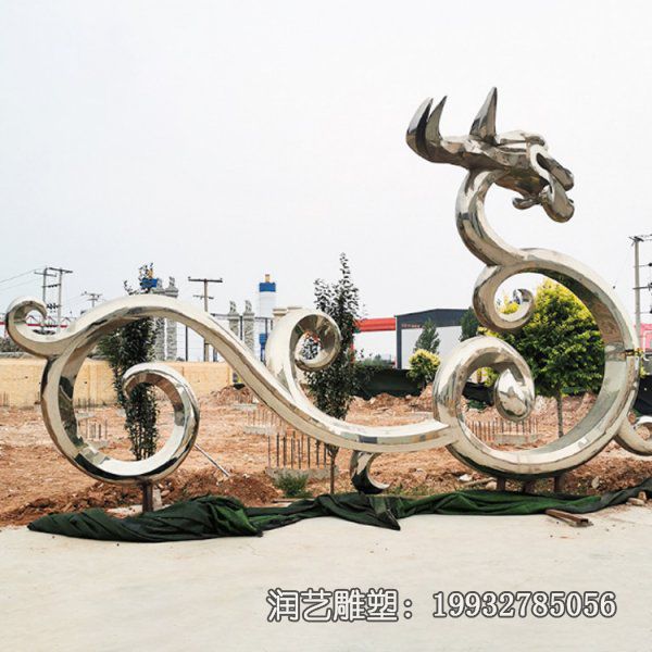 不锈钢广场抽象龙雕塑 不锈钢广场抽象龙雕塑