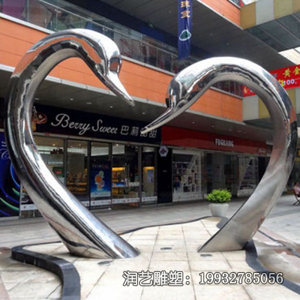 街道不锈钢天鹅动物雕塑 街道不锈钢天鹅动物雕塑