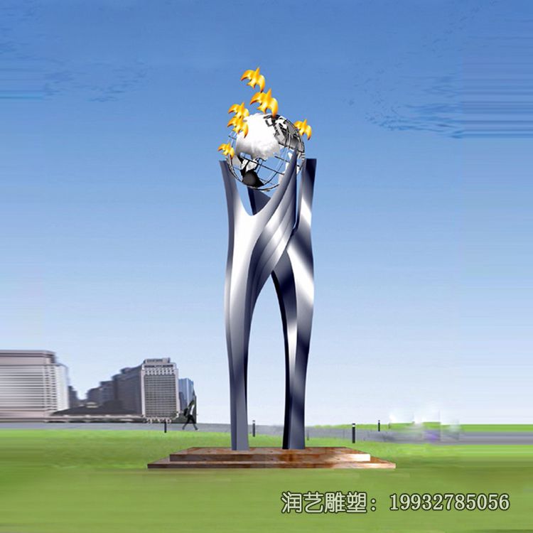 草坪不锈钢和谐雕塑 草坪不锈钢和谐雕塑