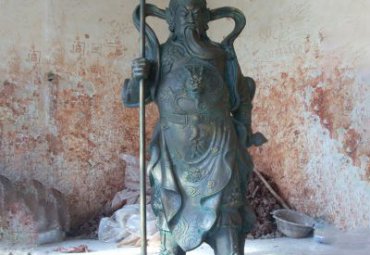 铜雕持刀关公雕塑