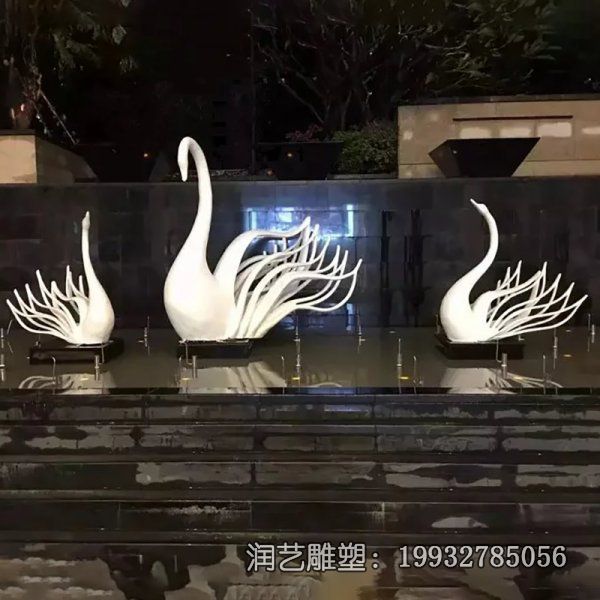 小区不锈钢抽象天鹅雕塑 小区不锈钢抽象天鹅雕塑