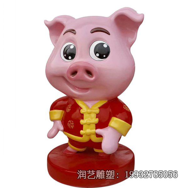 商场玻璃钢猪动物雕塑 商场玻璃钢猪动物雕塑