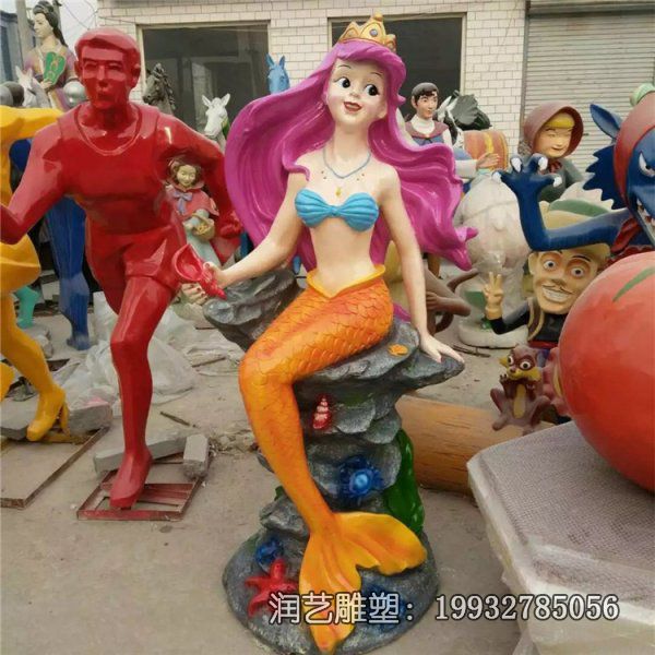 城市玻璃钢美人鱼人物雕塑 城市玻璃钢美人鱼人物雕塑