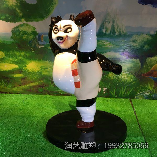 公园玻璃钢卡通功夫熊猫雕塑 公园玻璃钢卡通功夫熊猫雕塑