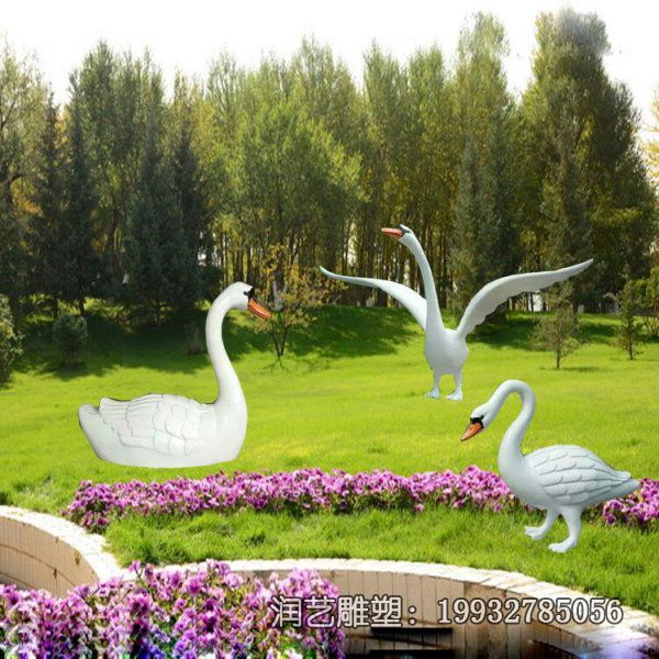 园林玻璃钢天鹅动物雕塑 园林玻璃钢天鹅动物雕塑