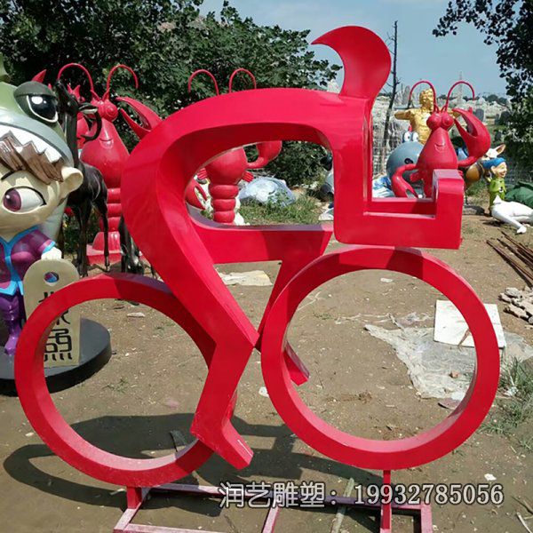 广场不锈钢骑车抽象雕塑 广场不锈钢骑车抽象雕塑