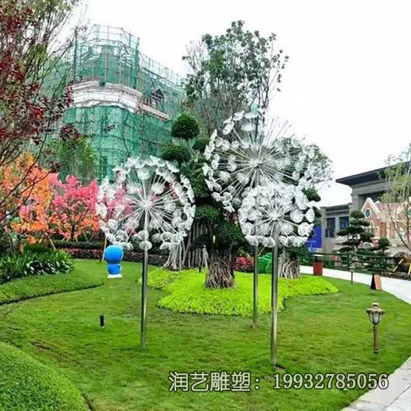 不锈钢户外蒲公英景观雕塑 不锈钢户外蒲公英景观雕塑