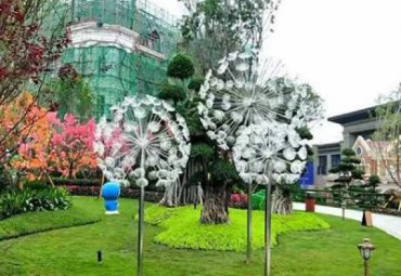 不锈钢户外蒲公英景观雕塑