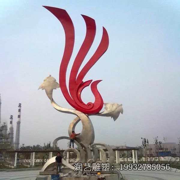景区不锈钢动物凤凰雕塑 景区不锈钢动物凤凰雕塑