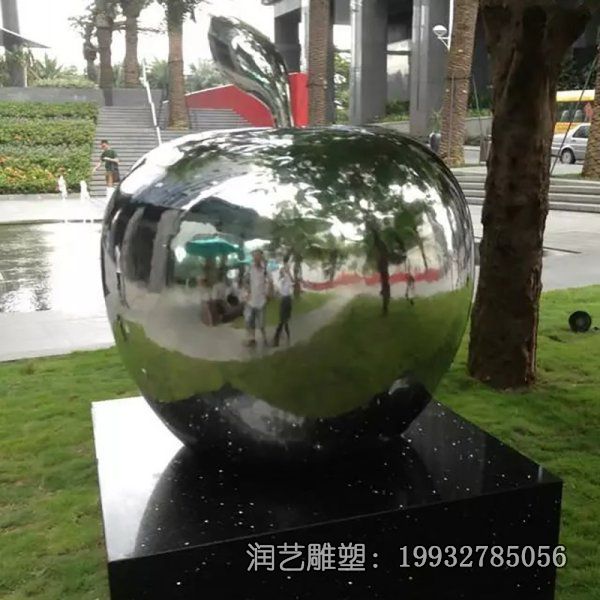 户外不锈钢苹果景观雕塑 户外不锈钢苹果景观雕塑