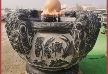石雕庭院风水球雕塑