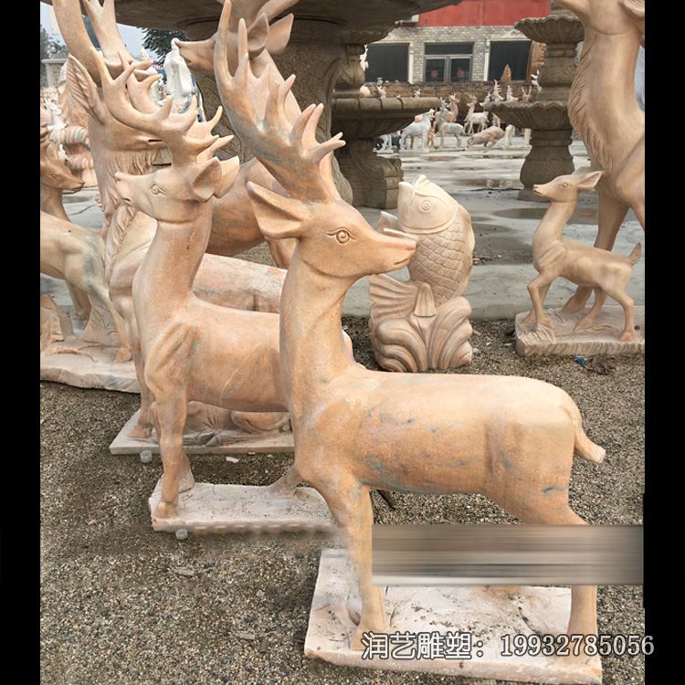 动物鹿石雕小区雕塑 动物鹿石雕小区雕塑