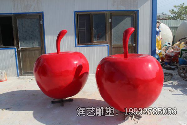 玻璃钢景区景观苹果雕塑 玻璃钢景区景观苹果雕塑