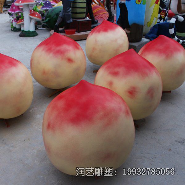 园林玻璃钢桃景观雕塑 园林玻璃钢桃景观雕塑