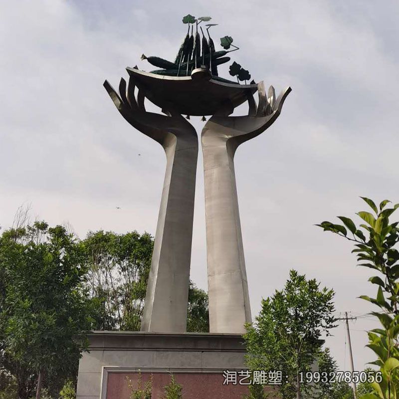 景区不锈钢抽象手雕塑 景区不锈钢抽象手雕塑