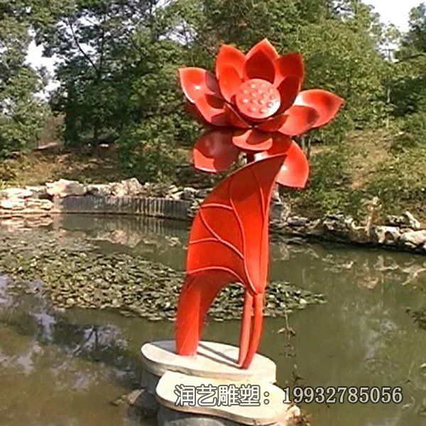 不锈钢公园景观荷花雕塑 不锈钢公园景观荷花雕塑