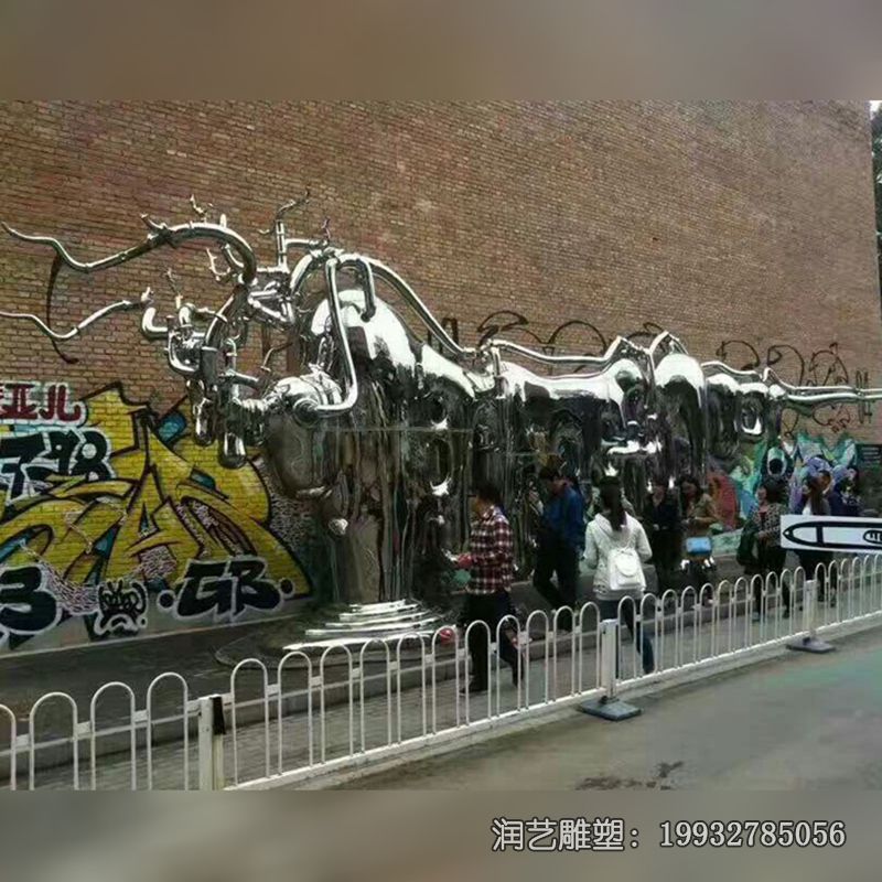 景区不锈钢牛雕塑 景区不锈钢牛雕塑