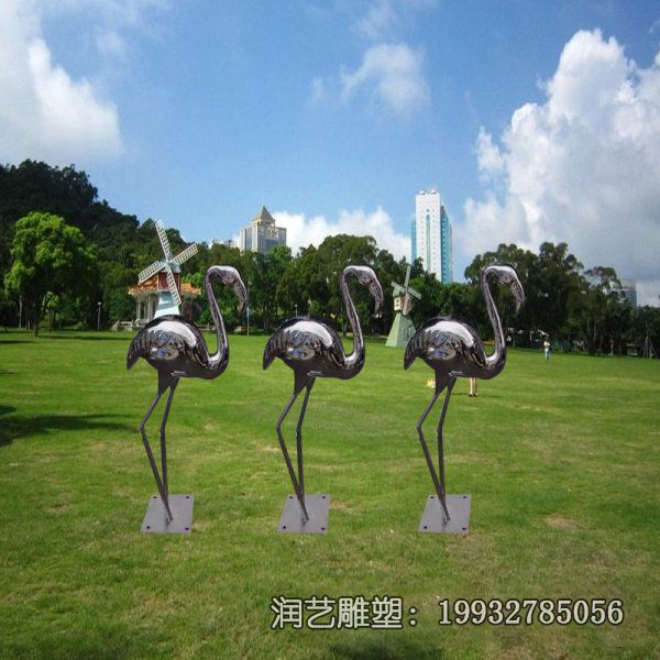 园林不锈钢火烈鸟动物雕塑 园林不锈钢火烈鸟动物雕塑