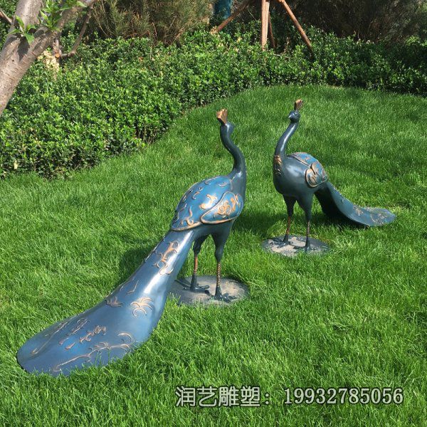 公园玻璃钢动物孔雀雕塑 公园玻璃钢动物孔雀雕塑