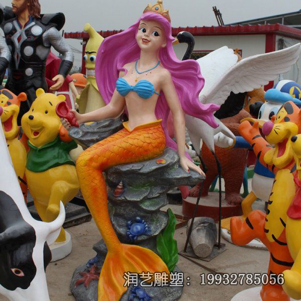 街道玻璃钢美人鱼雕塑 街道玻璃钢美人鱼雕塑