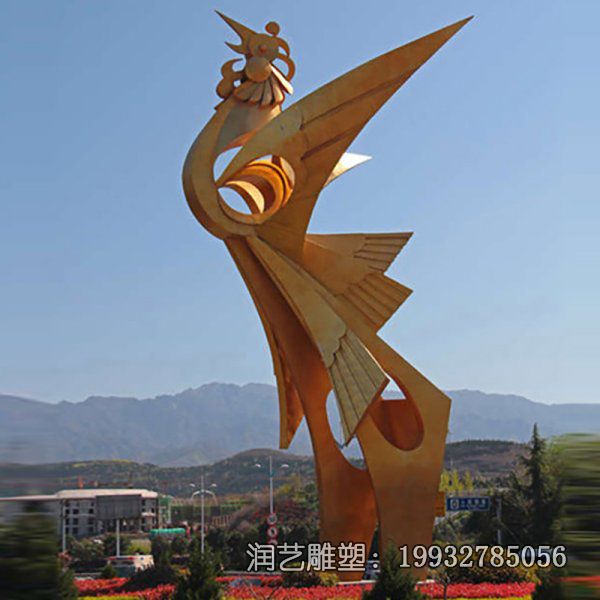 不锈钢户外动物凤凰雕塑 不锈钢户外动物凤凰雕塑