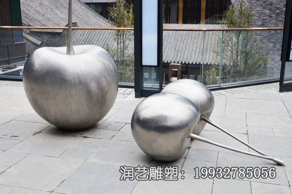 不锈钢广场景观苹果雕塑 不锈钢广场景观苹果雕塑