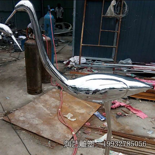 抽象不锈钢天鹅动物雕塑 抽象不锈钢天鹅动物雕塑
