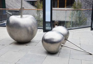 不锈钢广场景观苹果雕塑