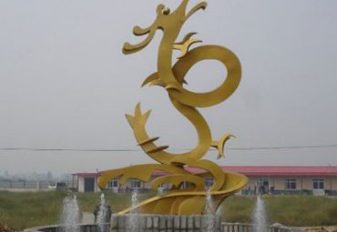 城市抽象不锈钢龙雕塑