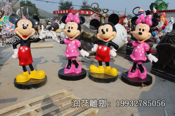 街道玻璃钢米老鼠卡通雕塑 街道玻璃钢米老鼠卡通雕塑
