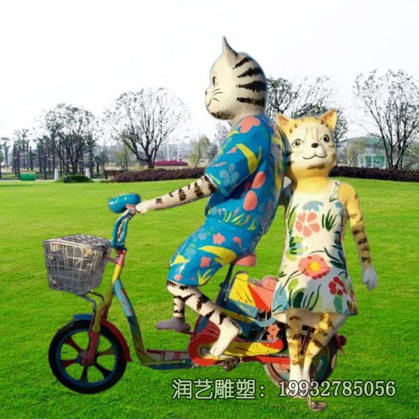 玻璃钢户外猫动物雕塑 玻璃钢户外猫动物雕塑