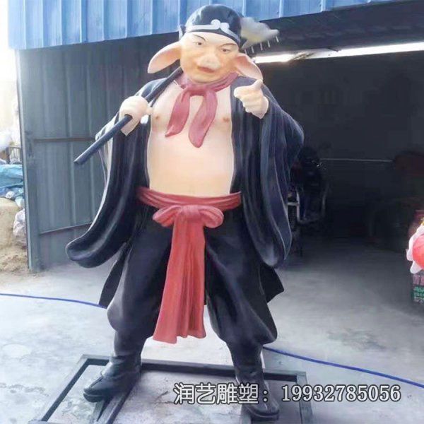 户外玻璃钢猪八戒雕塑 户外玻璃钢猪八戒雕塑