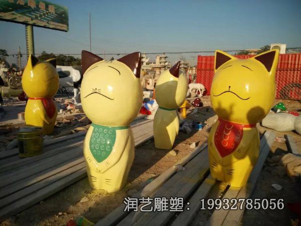 公园动物玻璃钢猫雕塑 公园动物玻璃钢猫雕塑