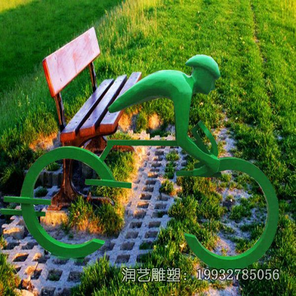 草坪不锈钢骑车抽象雕塑 草坪不锈钢骑车抽象雕塑