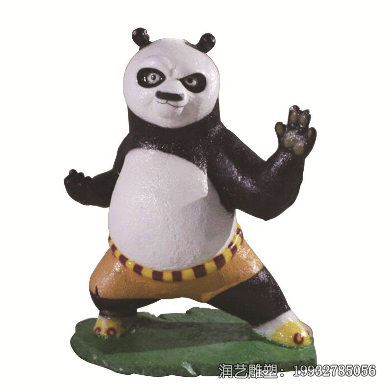 小区玻璃钢功夫熊猫雕塑 小区玻璃钢功夫熊猫雕塑