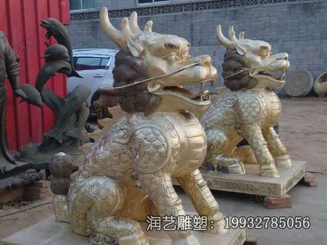 企业动物铜雕麒麟 企业动物铜雕麒麟