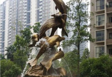 铜雕海豚动物雕塑