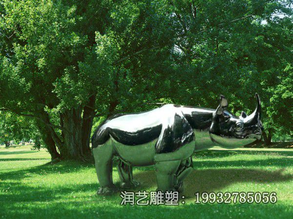 小区不锈钢犀牛雕塑 小区不锈钢犀牛雕塑