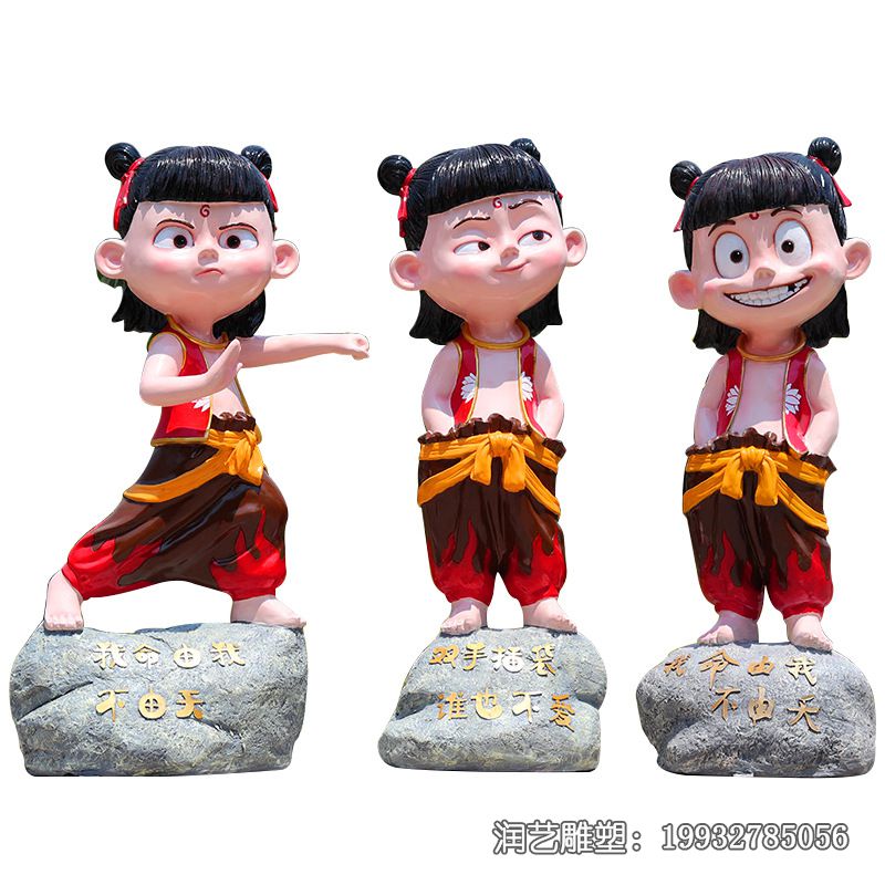 草坪玻璃钢哪吒雕塑 草坪玻璃钢哪吒雕塑