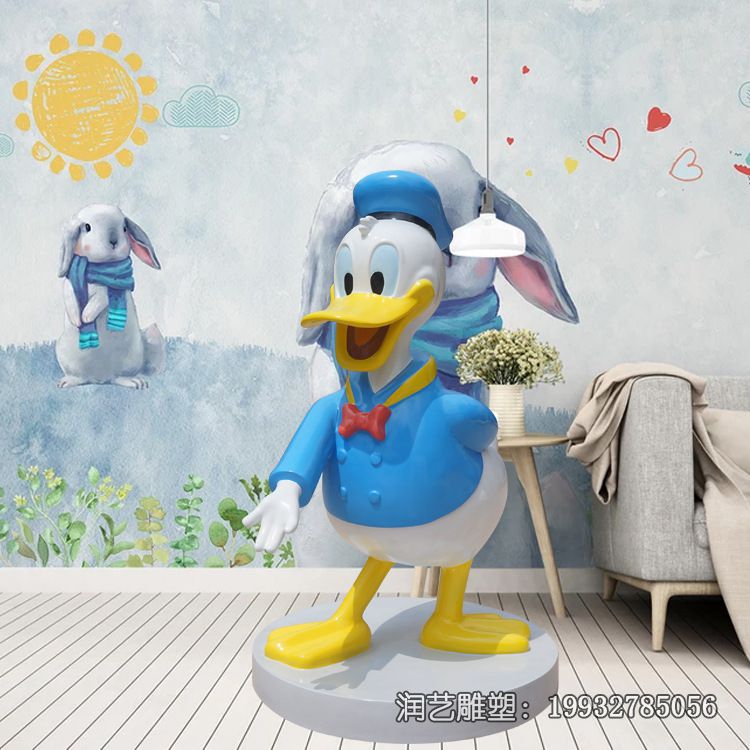 游乐场玻璃钢唐老鸭雕塑 游乐场玻璃钢唐老鸭雕塑