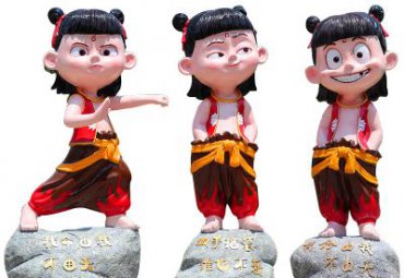 草坪玻璃钢哪吒雕塑