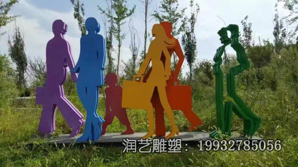 草坪不锈钢购物人物雕塑 草坪不锈钢购物人物雕塑