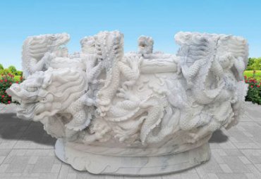 石浮雕水缸景观雕塑
