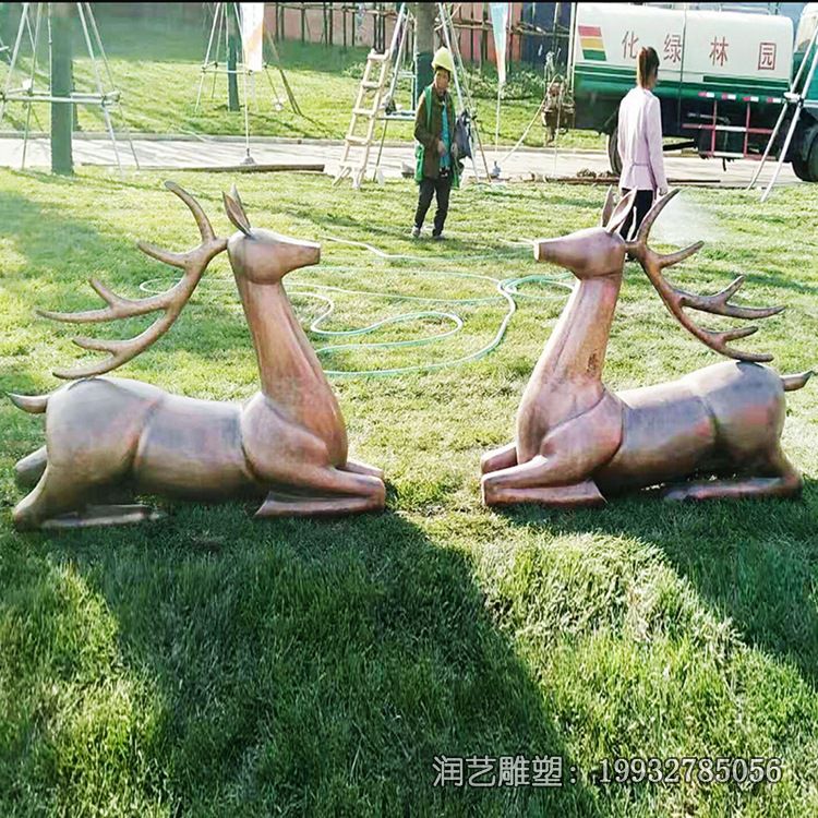 草坪鹿动物铜雕 草坪鹿动物铜雕